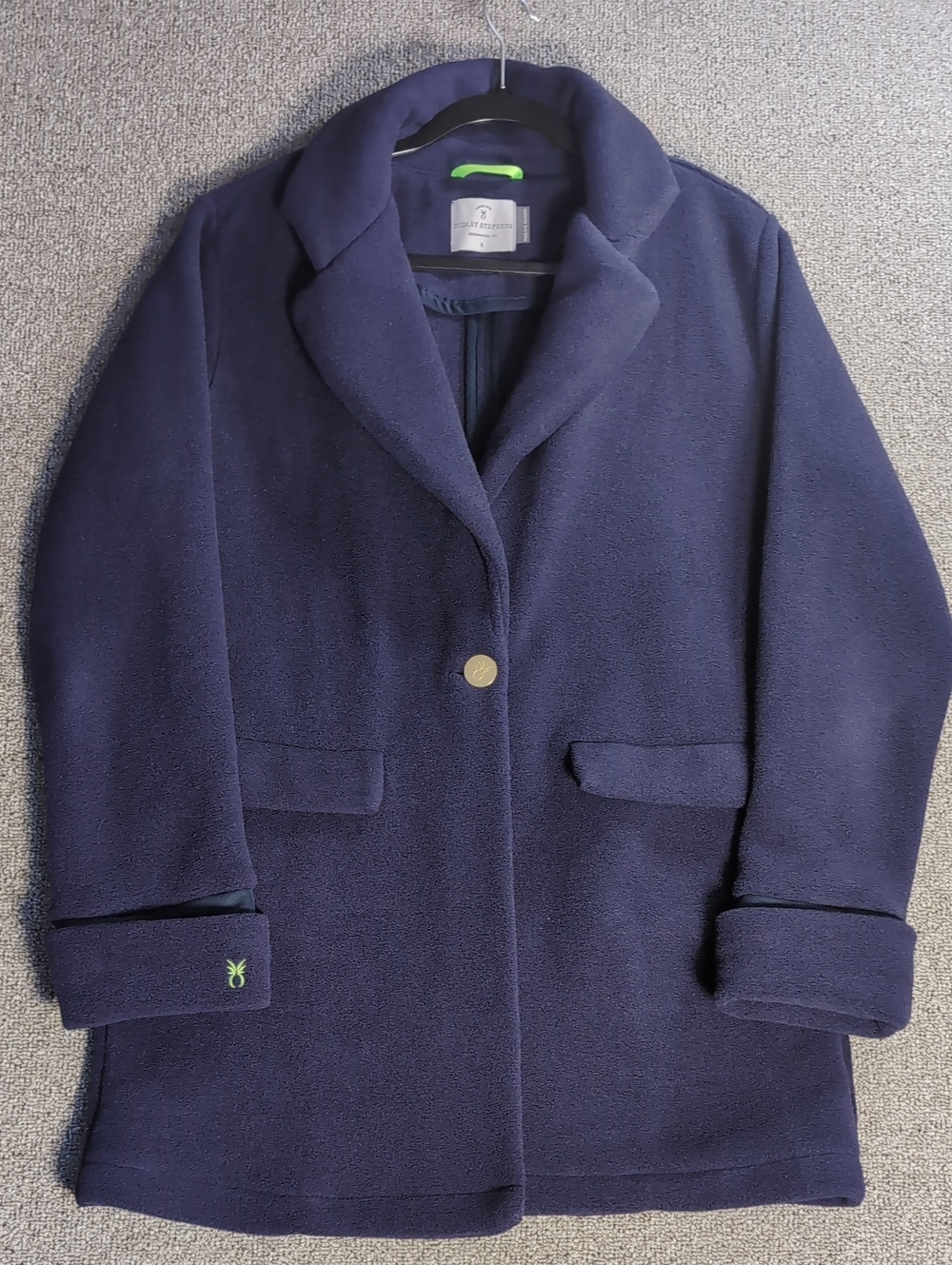 Dudley Stephens Mead Point Blazer Size Small in Navy Blue 3/4 Length Longline